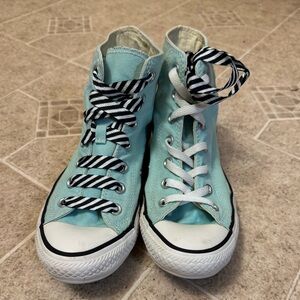 Converse Mint High-Tops with Black and White Laces